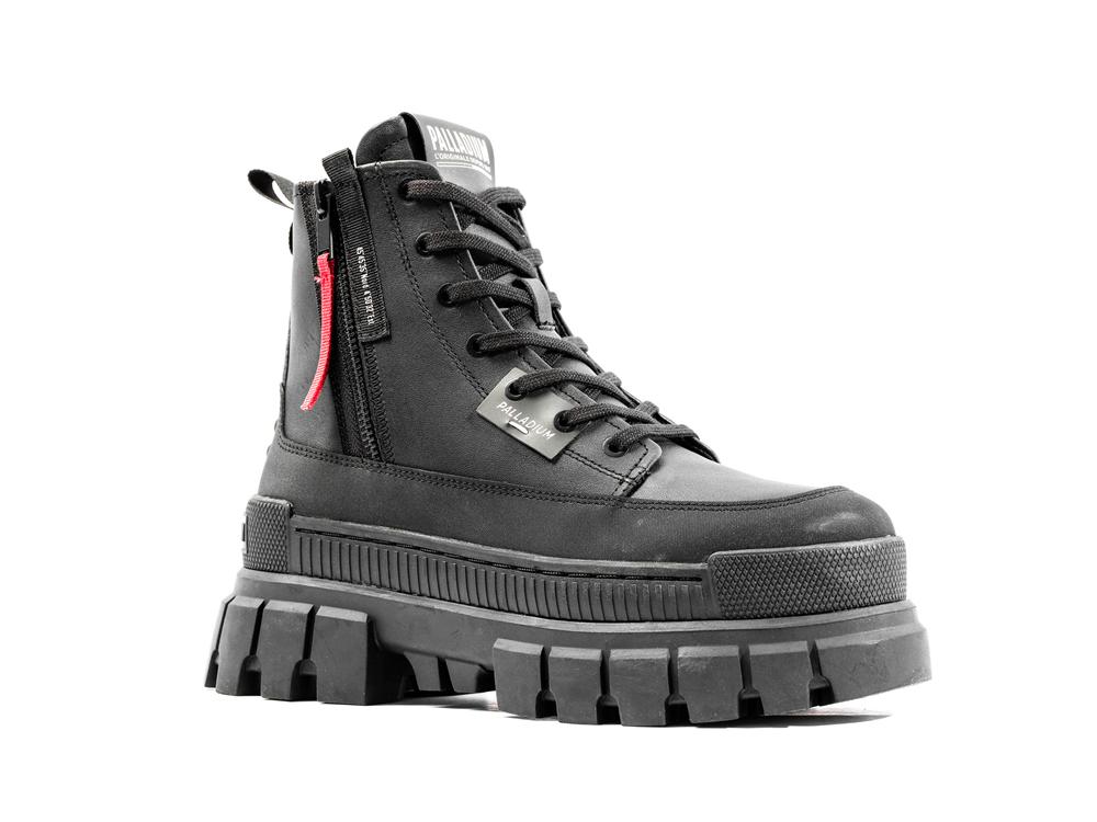 Black / Black Palladium REVOLT BOOT ZIP LEATHER Women High Top Boots  Israel |  90678-NEYS
