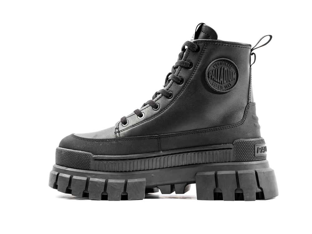 Black / Black Palladium REVOLT BOOT ZIP LEATHER Women High Top Boots  Israel |  90678-NEYS