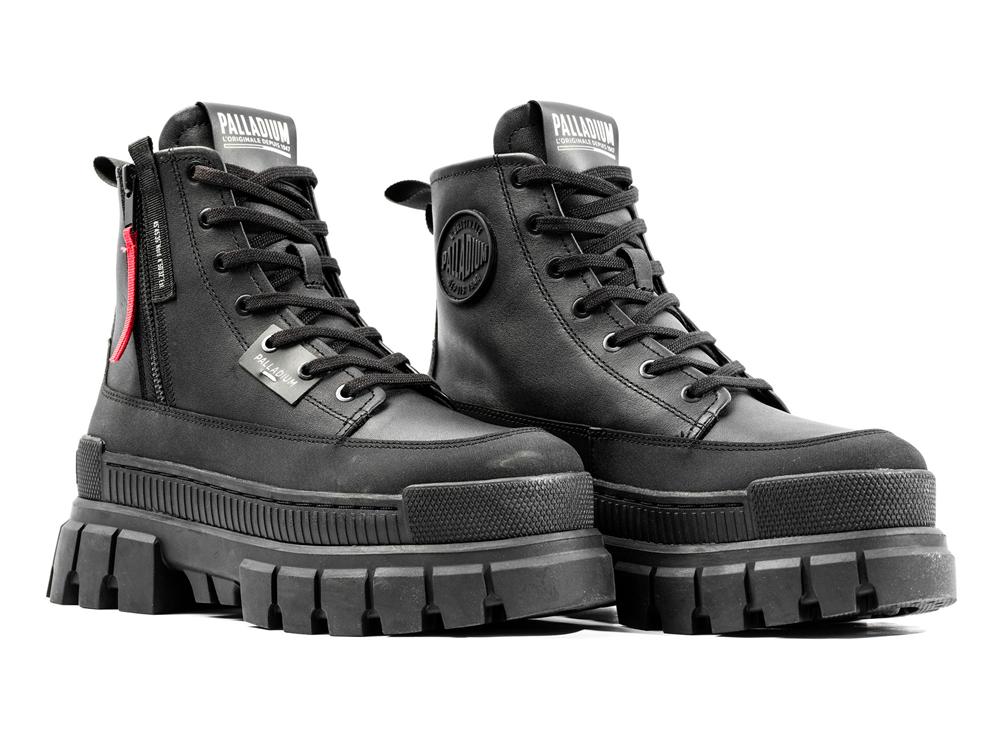 Black / Black Palladium REVOLT BOOT ZIP LEATHER Women High Top Boots  Israel |  90678-NEYS