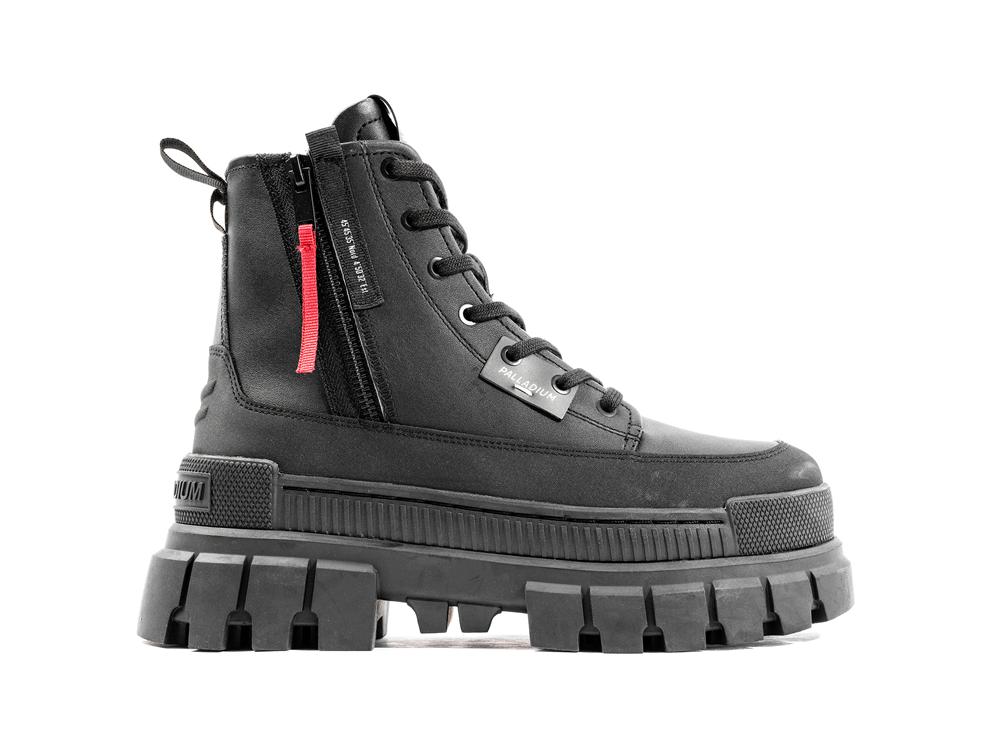 Black / Black Palladium REVOLT BOOT ZIP LEATHER Women High Top Boots  Israel |  90678-NEYS
